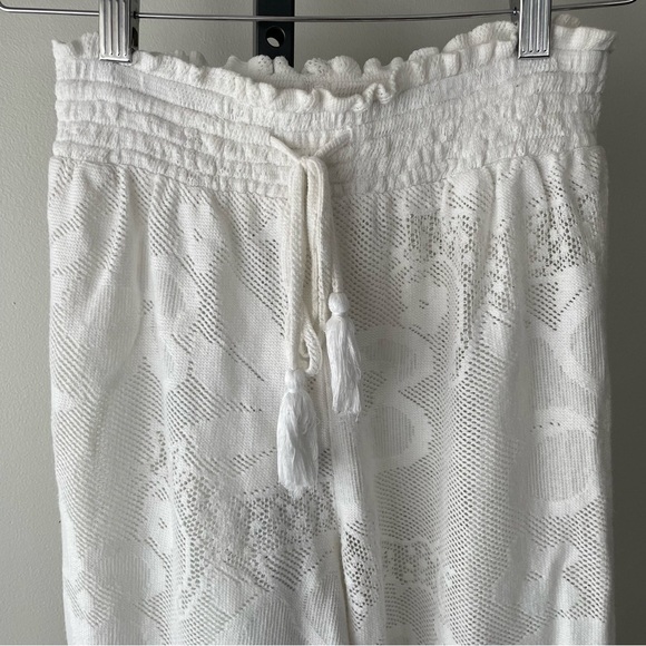 Aerie Crochet Tassel High Rise Jogger Boho Pant White Bohemian Coastal Swim - Picture 4 of 5
